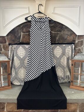 Just Love long Black and White Diagonal Stripe Dress size Small